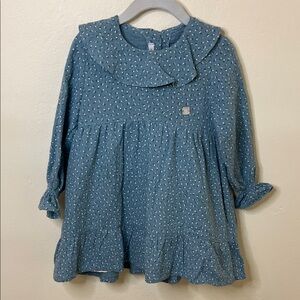 Spanish Brand Al Agua Patos Teal Polka Dot Ruffle Dress - bought in Spain 3y